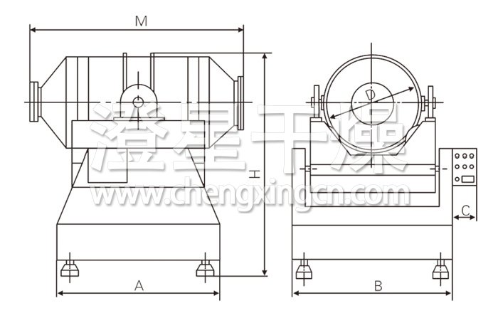 二维运动混合机结构示意图 二维运动混合机结构示意图