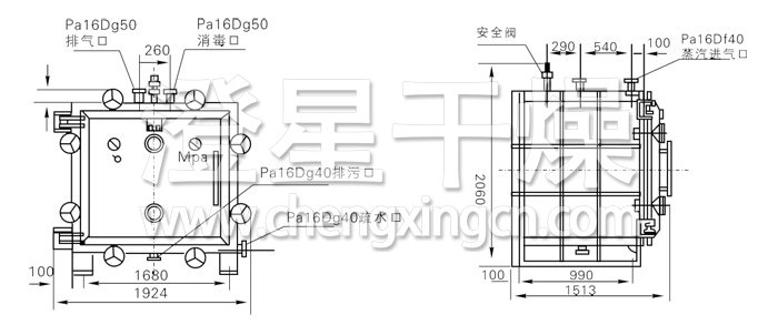 方形静态真空干燥机结构示意图 方形静态真空干燥机结构示意图